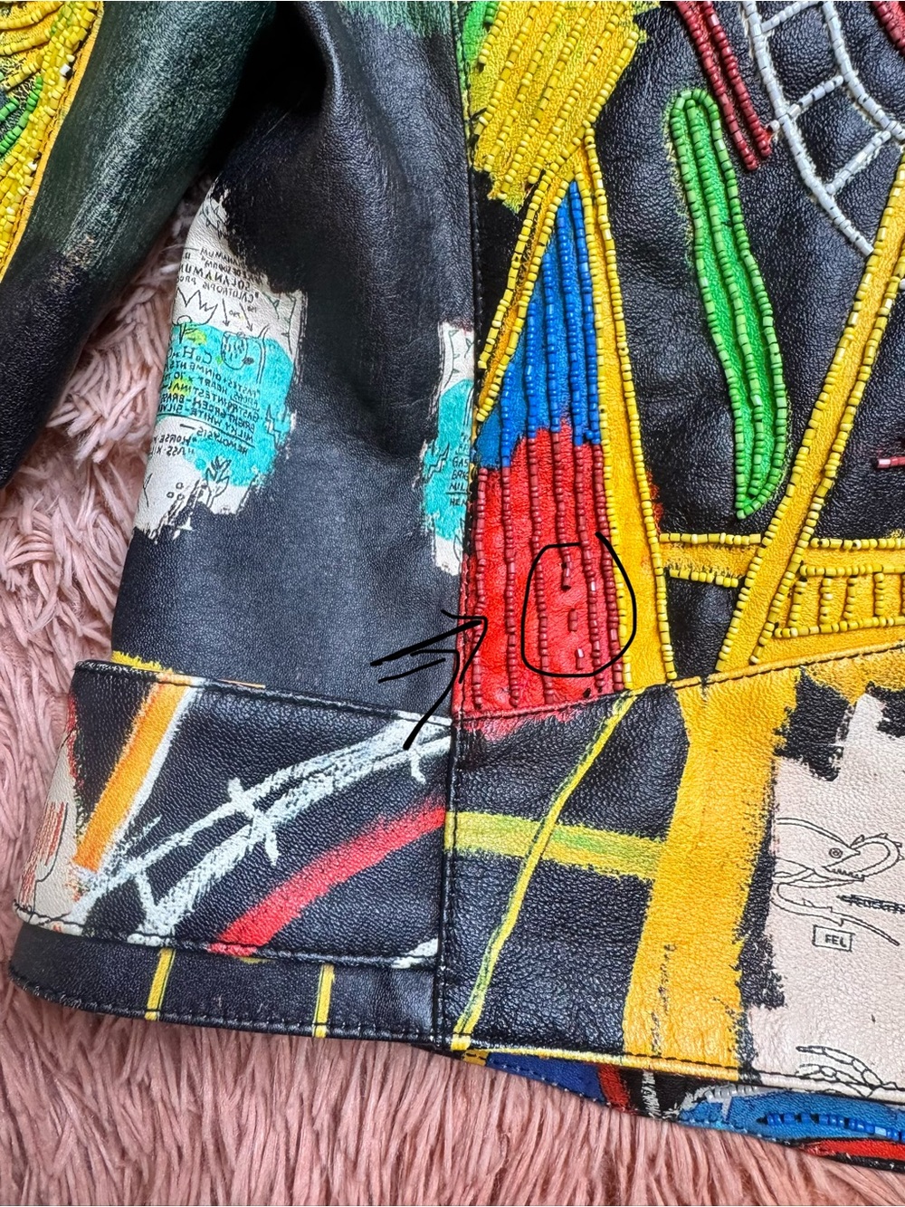 Alice + Olivia X Basquiat Cody Embellished Leather Jacket In Liberty. Size XS - Picture 17 of 17